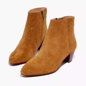 MADEWELL The Bea Boot in Embroidered Suede Camel Tan Sz 8.5 $218